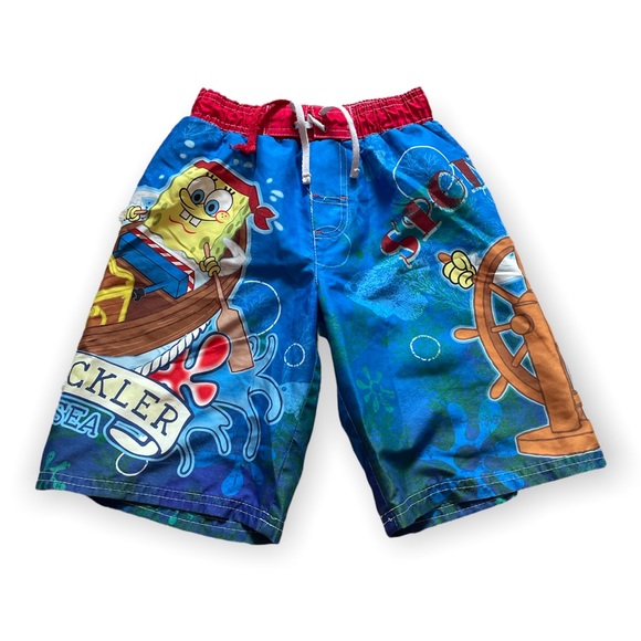 2011 Viacom Nickelodeon SpongeBob Squarepants Boys Swim Trunks Pirate Theme - Picture 2 of 10